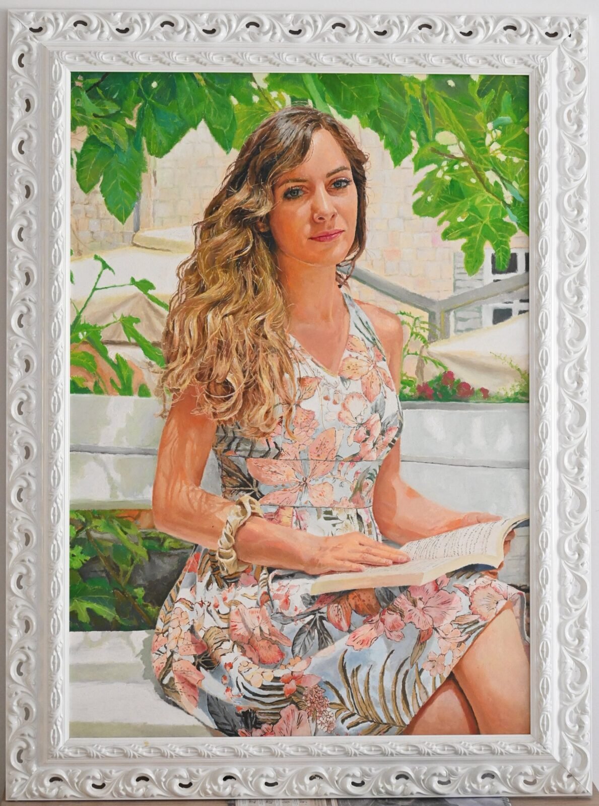 Portrait with a Book, Oil on canvas, 90 × 130 cm, 2023, by Miloš Roćenović