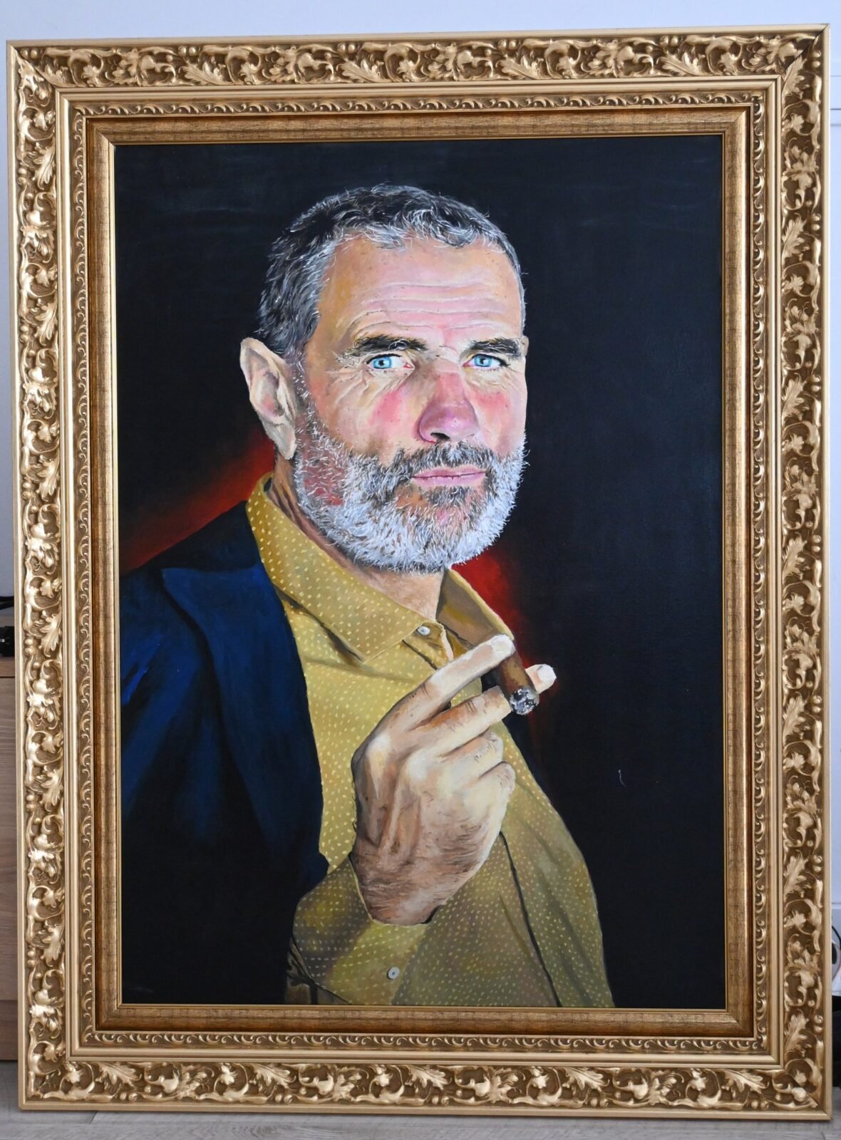 Portrait with a Cigar, Oil on canvas, 70 × 100 cm, 2024, by Miloš Roćenović